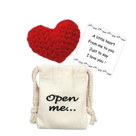 LUOKIFUR Pocket Hug Gift I Love You Gifts for Him for Her Crochet Heart Missing You Gift (Heart)