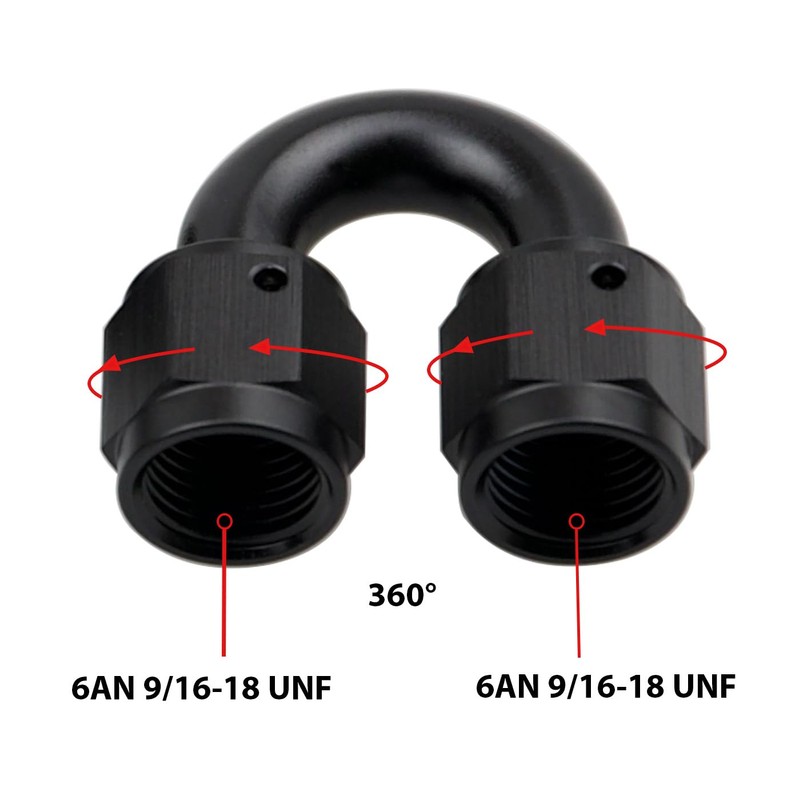 KRD PERFORMANCE Aluminium 6AN Female to 6AN Female 180 Degree
