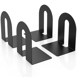 Heavy Duty 10" Bookends, 2 Pair Black Heavy Duty Bookends, Bookend Stopper for Heavy Books, for Office, Bookshelves, Binders & Books