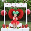 Strawberry Felt Ball Garland, 6 Ft Pink White Green Pom