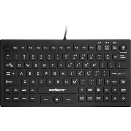 WetKeys Professional-Grade Mid-Size Rigid Silicone Washable Keyboard with Pointing-Device, Backlight and ON-Off Switch (USB) (Black) | KBWKRC89PB-BK