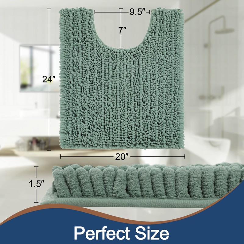 FLOLEOPA Bath Mat, Toilet Rugs U-Shaped, 24 X 20 Inches,