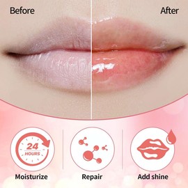 Hydrating Moisturizing Lip Glow Oil, Nourishing Glossy Transparent Plumping Oil, Non-sticky Tinted Toot Lip Balm for Lip Care (CLEAR) 0.2 OZ