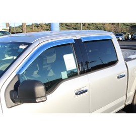 Restyling Factory for 2015-2016 Ford F150 Crew Cab Super Crew Triple Chrome Plated 4pcs set Window Visor Wind Deflectors (Chrome)