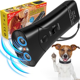 Anti Barking Control Device, Ultrasonic Anti Barking Device with 3 Modes & LED Light, Dual Sensor Dog Bark Deterrent Dog Barking Control Devices Dog Training Tools, Safe for Human & Dogs, up to 33FT