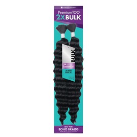 Sensationnel PremToo bulk weaving – 2x deep human hair blend for boho, knotless box or curly loose wave styles - 1 pack (18 inch, 1 JETBLACK)