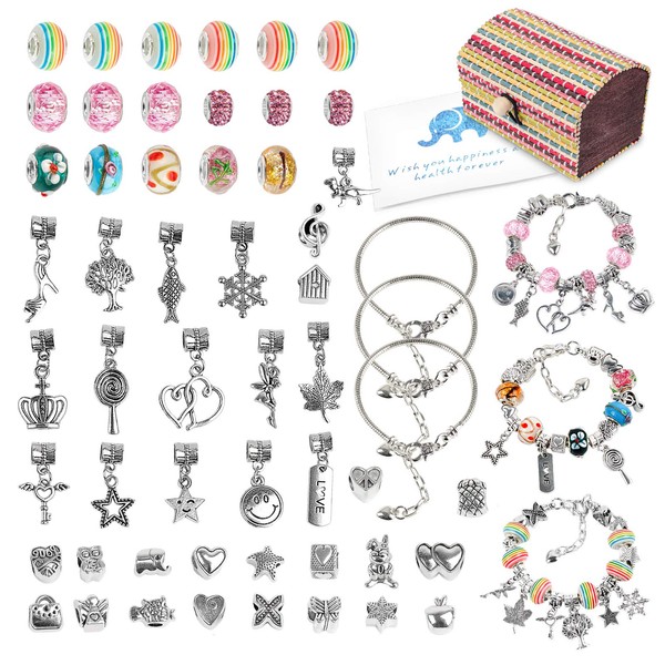 Mocoosy Charm Bracelet Making Kit for Girls, Gifts for 5-12 Year Old Girls Toys Jewellery Making Kit for Teenage Girls Arts and Crafts for Kids, Christmas Birthday Gifts for Girls Teens Children