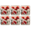 Plymouth Pottery - Red Poppies Coasters - Set of 6