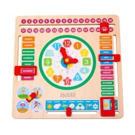 Jaques of London Kids Calendar Clock | Educational Toys Calendar with Learning Clock for Kids | Premium Learn to Tell the Time Clock with Childrens Calendar