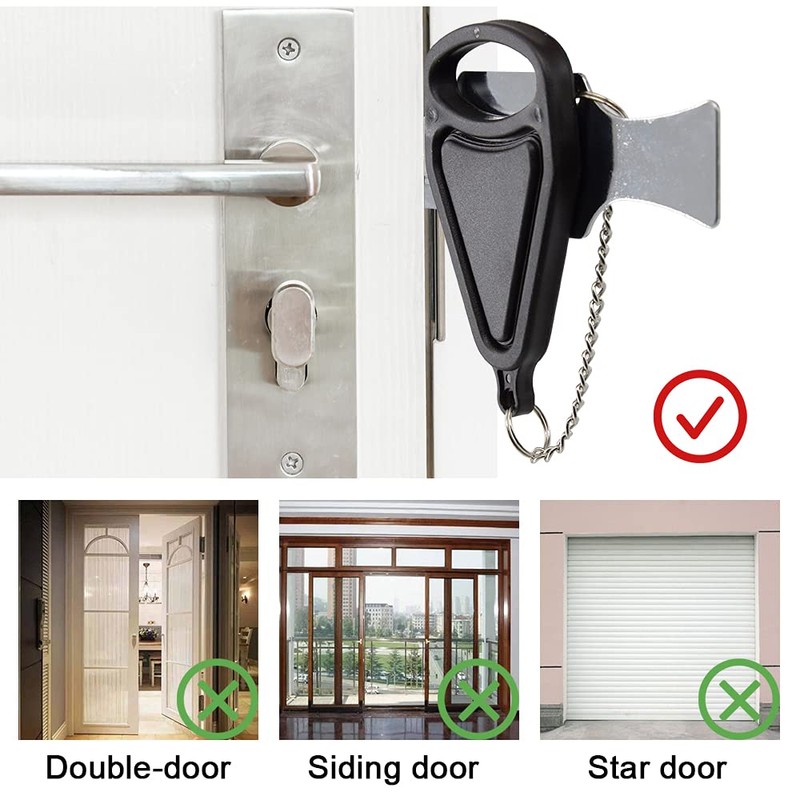 ポータブルドアロック、トラベルロック、AirBNBロック、学校のロックダウンロックもセキュリティホームアパートメントリビングホテルモーテル。セキュリティロックは旅行、家族、ホテルのセキュリティに使用されます (黒 1)…