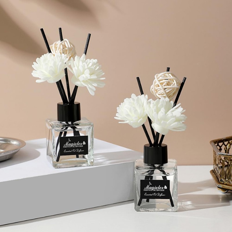 2PCS 50ml/1.7oz Empty Clear Glass Diffuser Bottle Diffuser Jars with