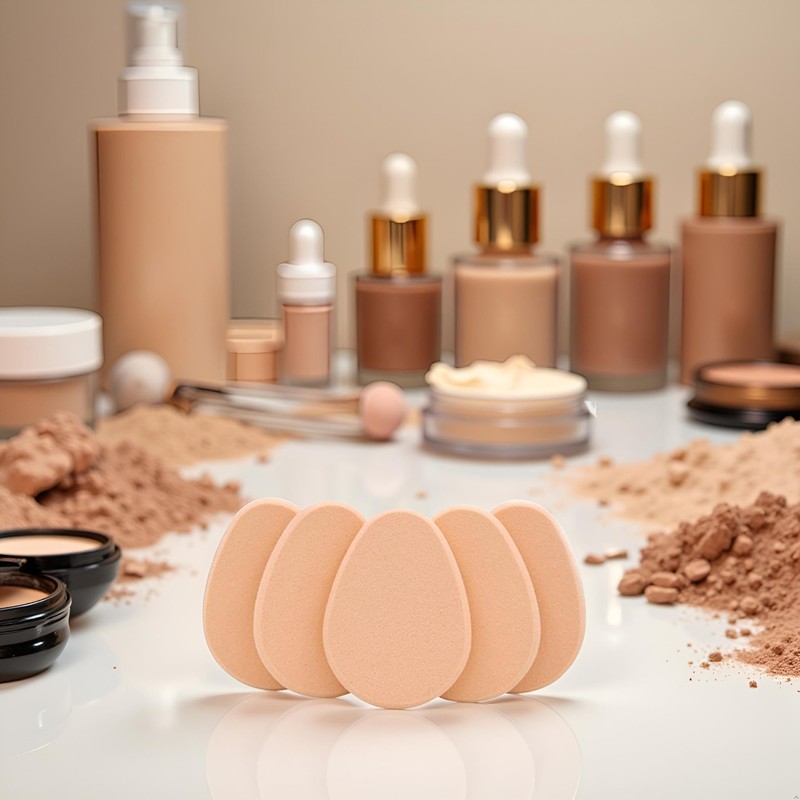 5 Pcs Beige Smooth Makeup Sponge Blender Flawless Foundation Powder