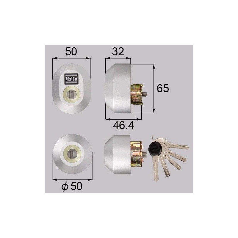 LIXIL TOSTEM Door Lock Set (Yushin W Cylinder) Gray Z-2A4-DCTC
