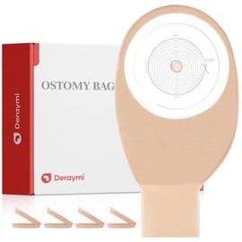 DERAYMI Pack of 20 Ostomy Bags, 1 Piece Colostomy Bag, Ostomy Accessories, 15-65 mm Cuttable Hydrocolloid Chassis, Clip Closure for Easy Emptying, Package Includes Four Clips (D1260J)