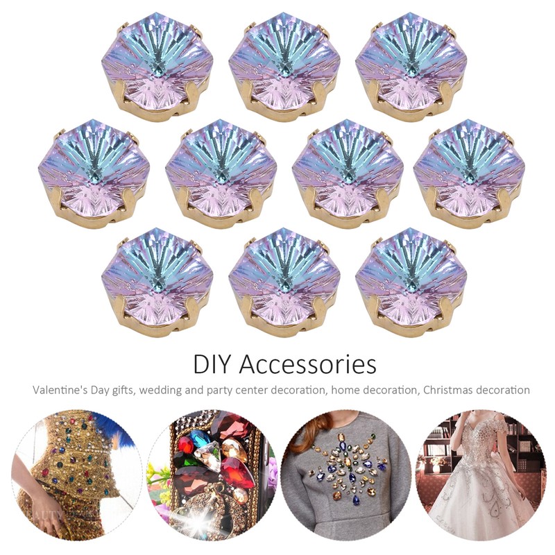 10Pcs Sewing Claw Diamond Fat Square Glass High Top Clothing