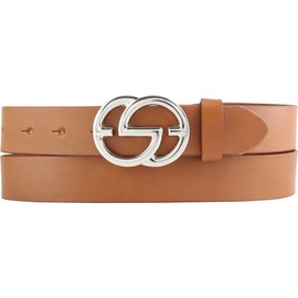 BELTINGER Emil Women's Belt Made of Full Cowhide Leather, 3 cm, Slim Leather Belt for Women, 30 mm, Shiny Silver, Tabac Silver