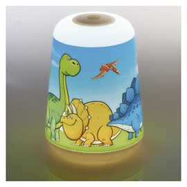 EMOS Kinder Tischlampe und Handlampe mit Dino Design und Timer, Dinosaurier Nachttischlampe/Nachtlicht, Kinderleuchte/Taschenlampe, Schreibtischlampe P3380, weiß mit dino-motiv