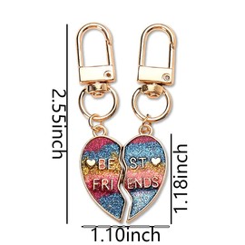 Best Friends Christmas Birthday Gifts for Women Bestie Matching Heart Keychains Set for 2 Best Friend Forever Gift for Women Sister Friendship Gift for Teen Girls Colorful Broken Heart Keyrings for 2