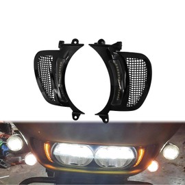 LED Vent Turn Signal Lights w/Daytime Running Side Lights Driving Front Lights Fit for Harley Road Glide Models 2015-2023 All Black