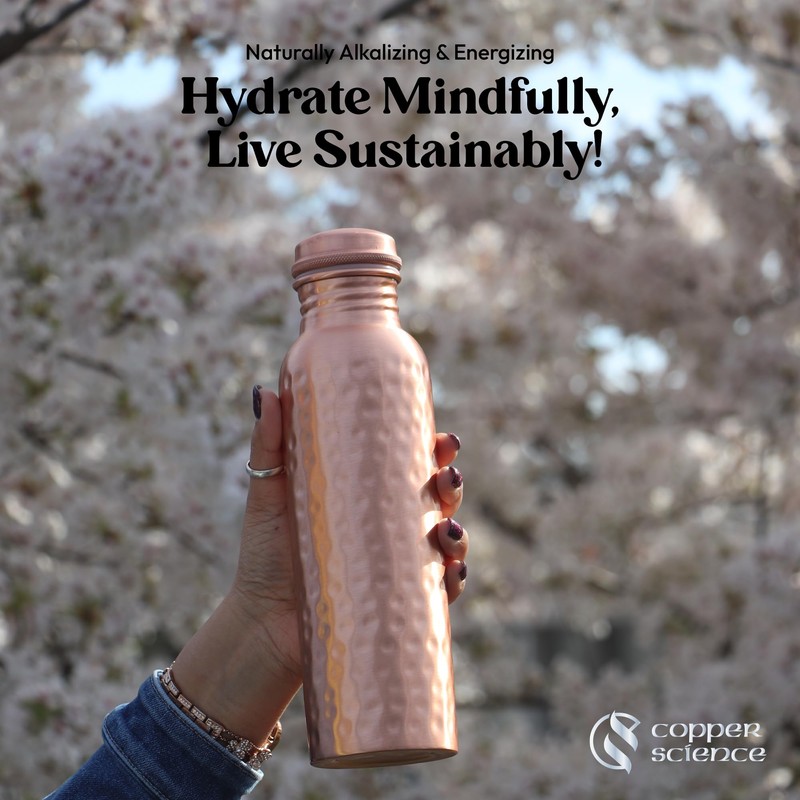 Copper Science Pure Copper Water Bottle for Drinking 34 oz