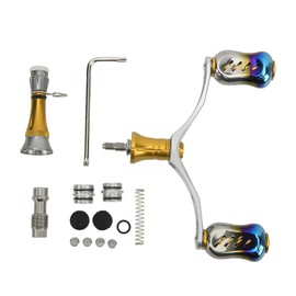 Spinning Double Reel Handle Aluminum Alloy Fishing Rocker Handle DIY Fishing Reel Balancer Set for Outdoor Yellow