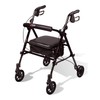 Carex Step 'N Rest Aluminum Rollator Walker with Seat, Black