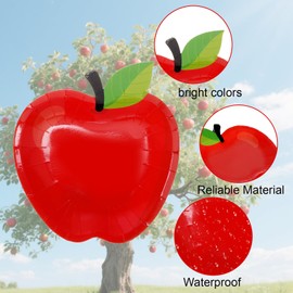 YKYUASD 50PCS Red Apple Paper Plates Back to School First Day of School Apples Shape Disposable Tableware Dinnerware for Graduation School Party Decoration Supplies