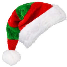 VEYLIN Father Christmas Hat, Green/Red Santa Hats for Children Adults Thickened Warm Christmas Party Hats (17.7 x 11.8 Inch)