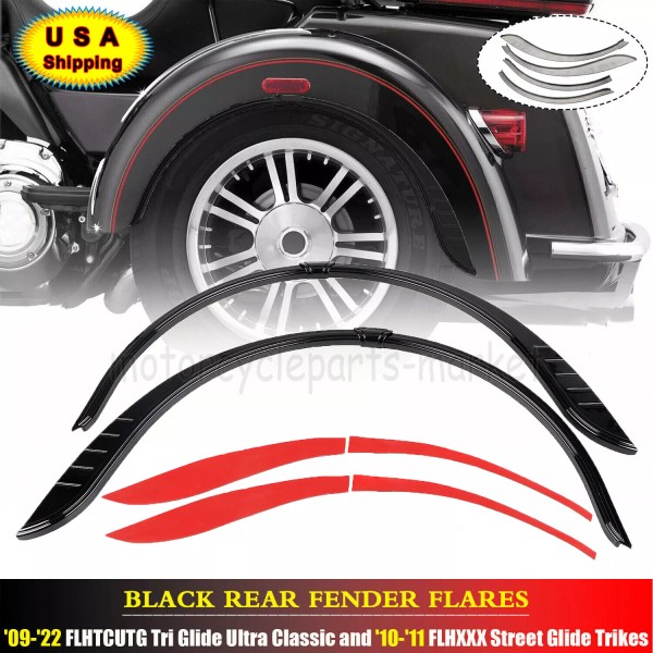 Unbranded Rear Black Fender Flares Skirts Trim Accent For Harley