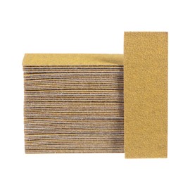 HARFINGTON 50pcs Micro Sander Paper 80 Grit 3.5x1.2 Inch Mini Sanding Sheets Strips Hook Loop Sandpapers for Wood Metal Small Projects Tight Spaces Polish Work