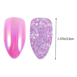 Healvian Set of 4 Women's Fake Nails Detachable Tips Diy Nail Art Kit 48 Pieces Full Coverage Easy Application for Home Manicure Random Style