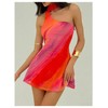 MakeMeChic Women's Mesh Tie Dye One Shoulder Mini Dress Backless