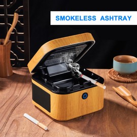 SHD Multifunctional Smokeless Ashtray,USB Rechargeable HEPA Filter Ashtray for Home Office Car Indoor Outdoor- Brown
