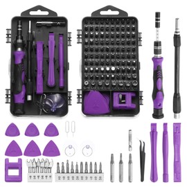 sourcing map 140 in 1 Magnetic Precision Screwdriver Set Electronics Repair Tools Kit with 99 Bits Flexible Shaft and Extension Rod for Cellphone Game Console Laptop PC Computer Camera, Purple