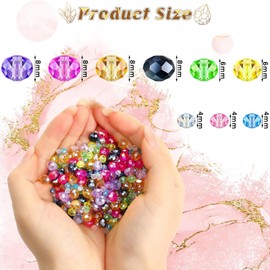 900 Pcs Crystal Glass Beads Kit,Mixed 468mm Crystal Beads,Diamond Beads For Jewelry Making, DIY Necklaces, Earrings,Bracelet Crafts (Multi-Colored)