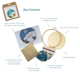 Trimits Embroidery Hoop Kits - 15cm 6” Beginner Starter Set, Includes Bamboo Hoop Threads Cloth Needle Backing & Instructions, Beach
