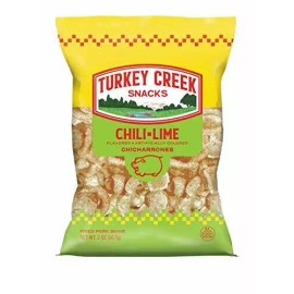 Turkey Creek Fried Pork Skins Rinds Chicharrones Chili-Lime 2.0 oz (12-Bags)