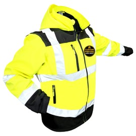 KwikSafety - Charlotte, NC - AGENT SoftShell Reflective Jacket [LIMITED EDITION PATTERN] Class 3 Water Resistant ANSI OSHA Hi Viz Gear/Yellow 2XL