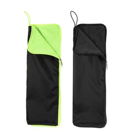 QUARKZMAN 2 Stücke Nassschirm Tasche 15" Oxford Tuch Schirmhülle mit Mikrofaser Innen Wasserdicht Tragbare Kompakte Etuis für Faltbare Reiseschirme, Schwarz/Grün