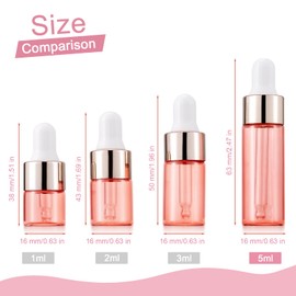Njvial 50Pcs 5ml Pink Mini Glass Dropper Bottles Essential Oil Dropper Bottles with 5 Plastic Droppers, Empty Tincture Bottles Sample Vials With Dropper for Liquid Perfume Cosmetic Travel
