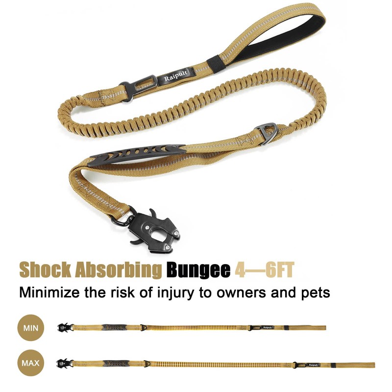 Raipult Heavy Duty Tactical Bungee Dog Leash, 4-6FT No Pull