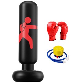 Punch Bag for Children, 160 cm Inflatable Punch Bag Children Standing with Boxing Gloves, Standing Punch Bag for Boys & Girls Aged 6-12 Years for Practice Karate and Taekwondo