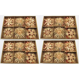 72 Christmas Tree Decorations Straw Stars Natural Pendant