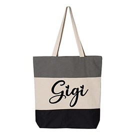 H3GRUP Gigi Tote Bag Gigi Gift Idea Gigi Bag Gift For Gigi Mother's Day Gift Idea Best Gigi Bag Gift for Grandma (Tri-Color Grey)