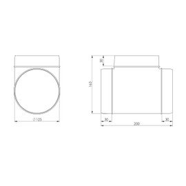 Steinberg14 White Ø 125mm / 5inch Equal T-Piece PVC Connector for Ventilation System, Round Ducting Pipe Connector