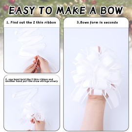 FORBINBO 12 Pcs 6inch Pull Bow Gift Wrapping,Pull Bow For Birthday, Christmas, Party, Holiday, Gift Boxes Bow Basket Packaging Bows for Valentine's Day Presents Flower Decorations (White)