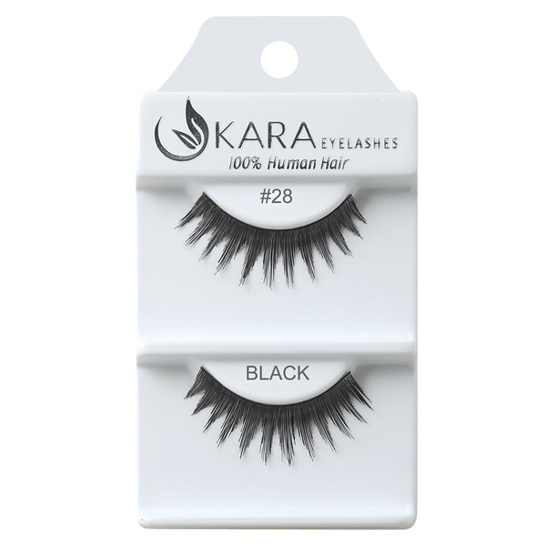Kara Beauty Human Hair Eyelashes - 28 (Pack of 12)