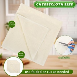 4 Pcs Cheesecloth, 60 x 60 cm Unbleached Grade 90 Muslin Cloths for Cooking Ultra Fine Washable Cheese Cloths for Straining for Filtering Juice Cheese Tea Coffee