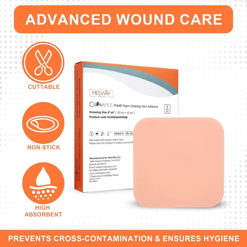 MedVance Apósito de espuma hidrofílica no adhesiva e impermeable PHMB