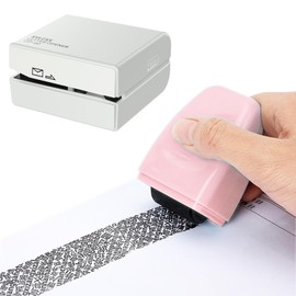 Electric Letter Opener and Confidential Roller Stamp Combo, Portable Office School Stationery for Cutting Envelope,ID Blockout, Womens Mens Moms Dads Gifts for Birthday Anniversary (White+Pink)